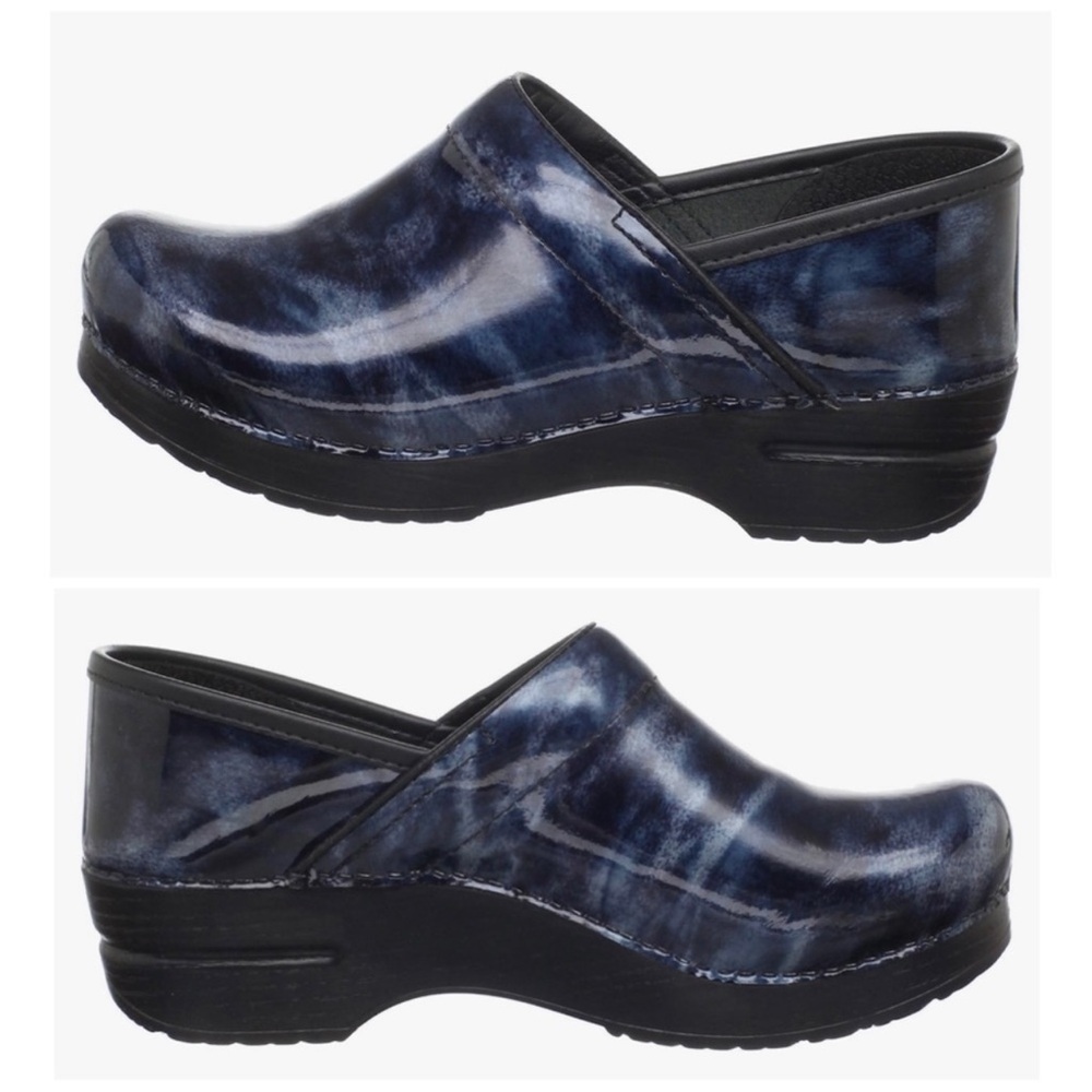 Dansko Sz 38 WIDE Clogs Non-Slip Nursing Shoes special marble blue grey